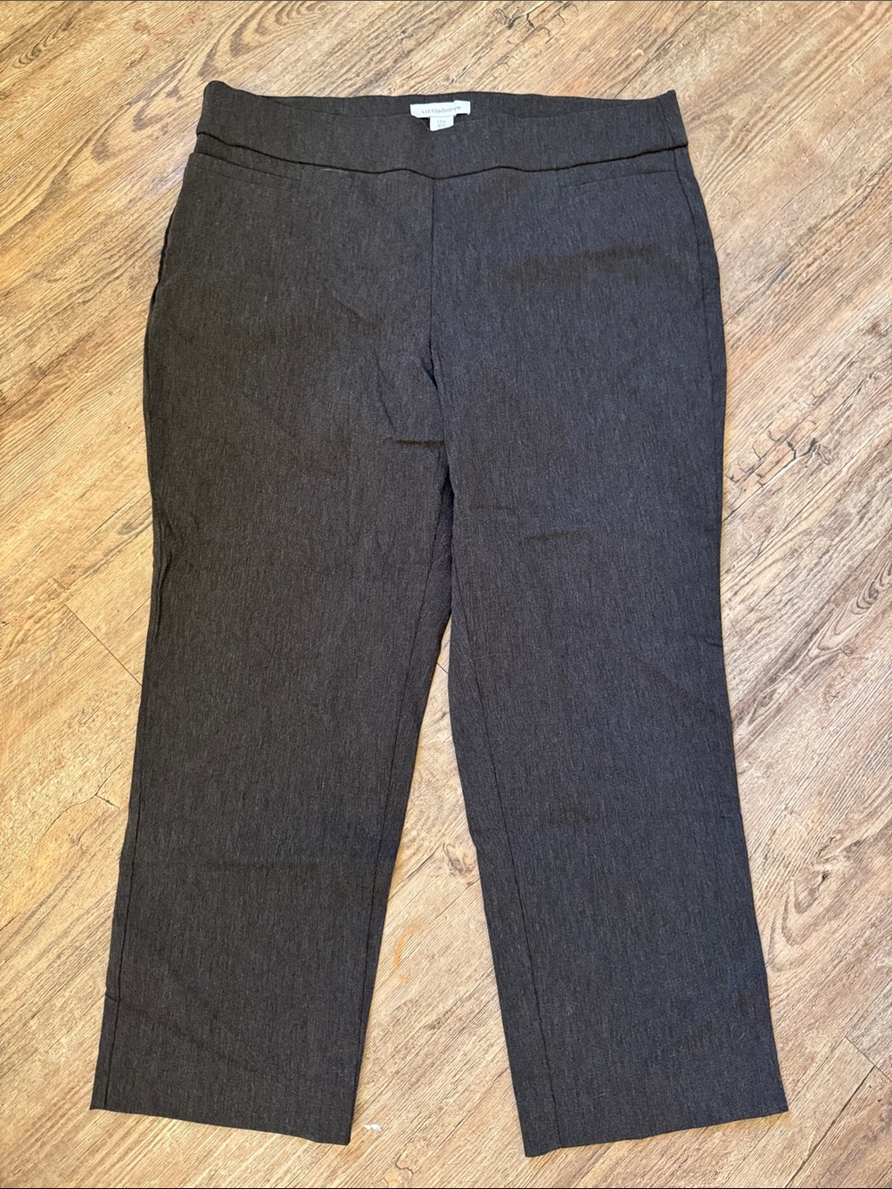 Liz Claiborne Charcoal Straight-Leg Trousers